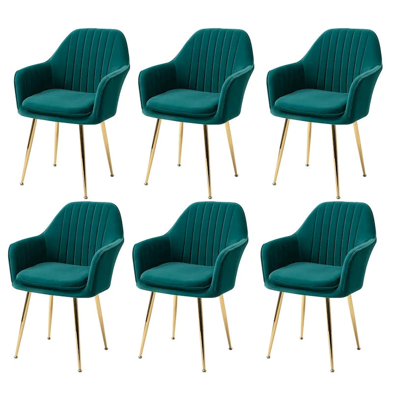 Chaises de salle à manger tapissées en velours avec accoudoirs, lot de 6