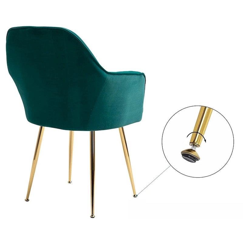 Chaises de salle à manger tapissées en velours avec accoudoirs, lot de 6