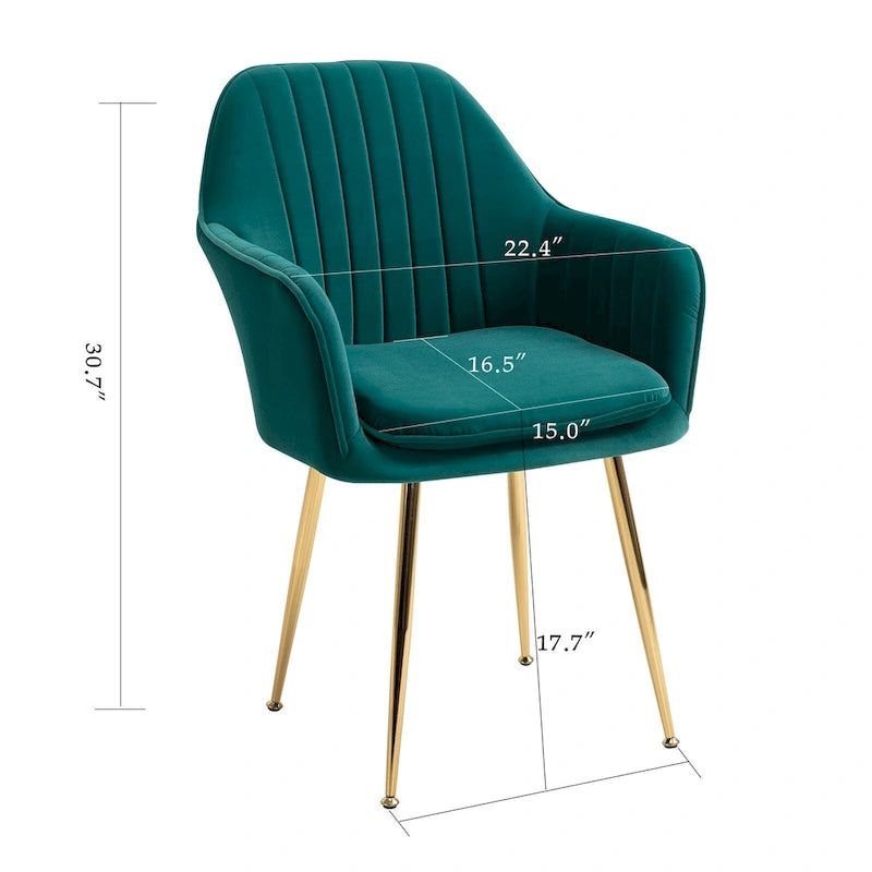 Chaises de salle à manger tapissées en velours avec accoudoirs, lot de 6