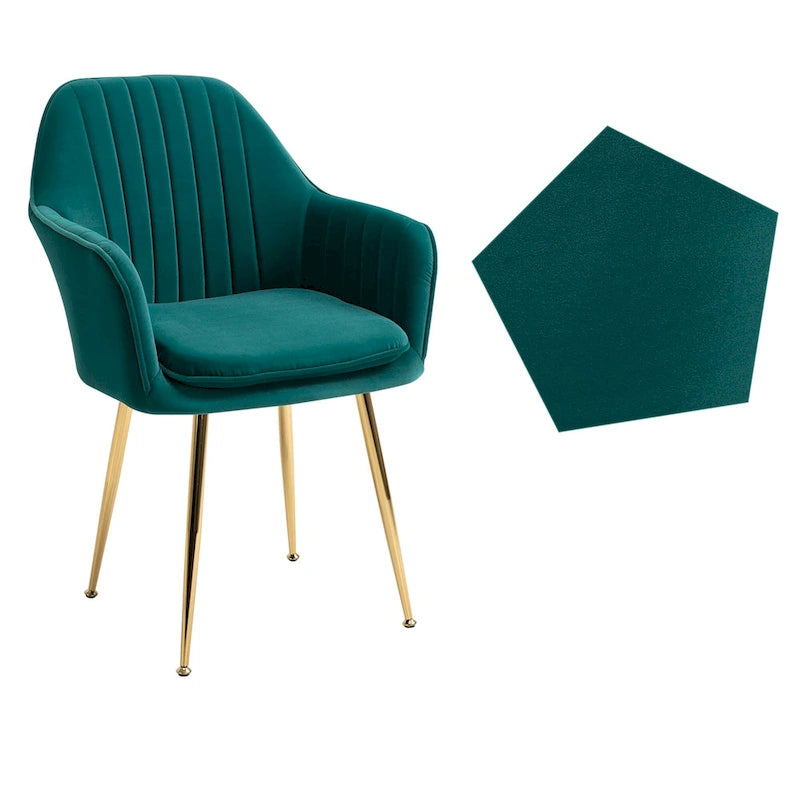 Chaises de salle à manger tapissées en velours avec accoudoirs, lot de 6