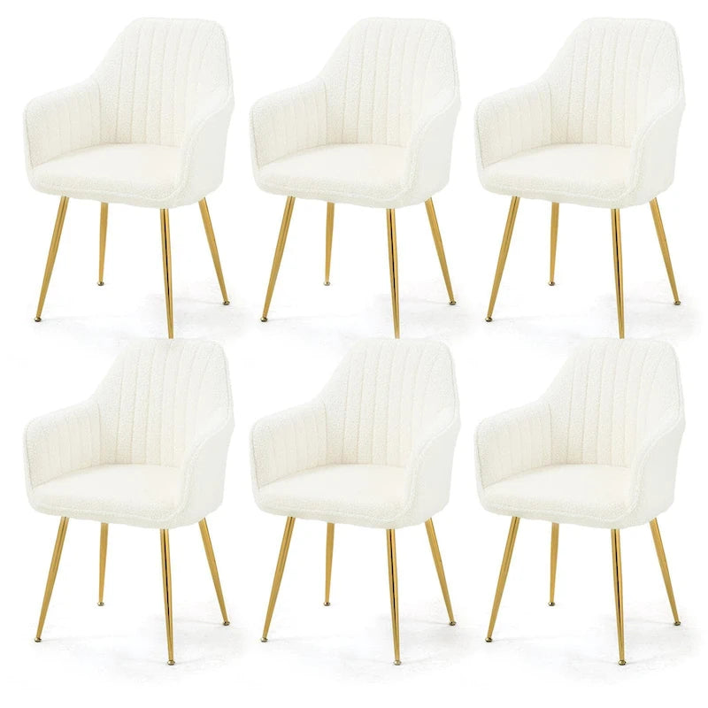 Chaises de salle à manger tapissées en velours avec accoudoirs, lot de 6