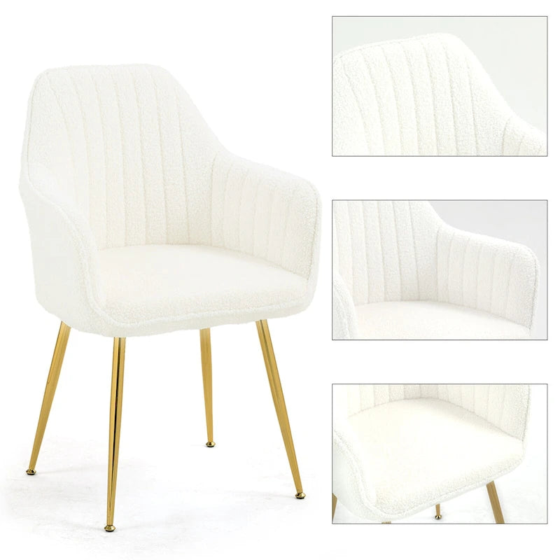 Chaises de salle à manger tapissées en velours avec accoudoirs, lot de 6