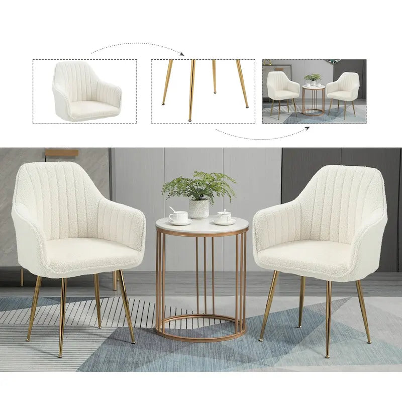 Chaises de salle à manger tapissées en velours avec accoudoirs, lot de 6