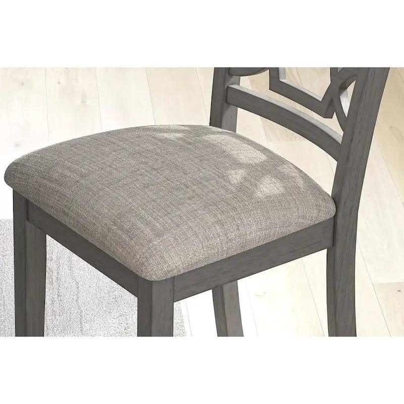 Table à manger de transition grise/marron, 4 chaises et banc – 6 places (Ensemble de 6)