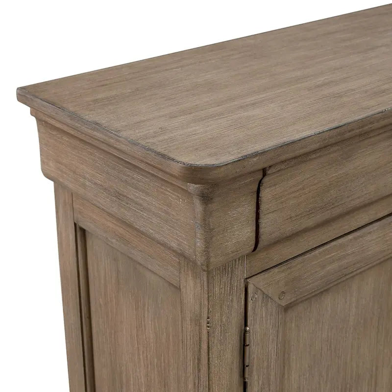 Buffet de couloir brossé en porcelaine blanche / taupe sablé, style 3 tiroirs 4 portes