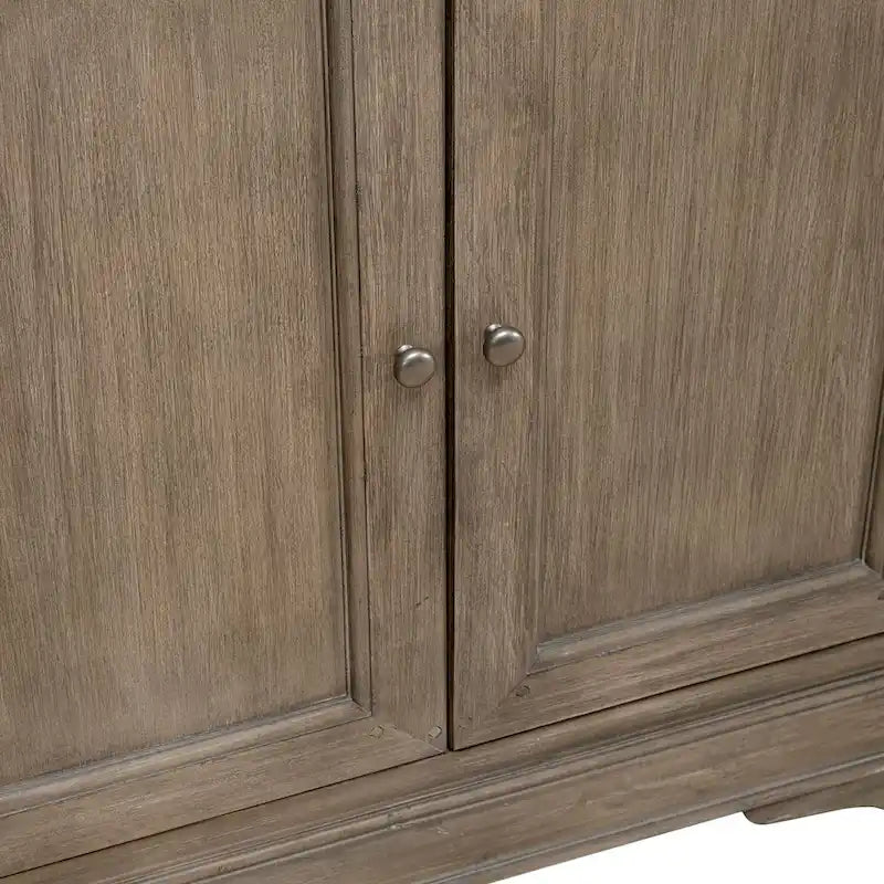 Buffet de couloir brossé en porcelaine blanche / taupe sablé, style 3 tiroirs 4 portes
