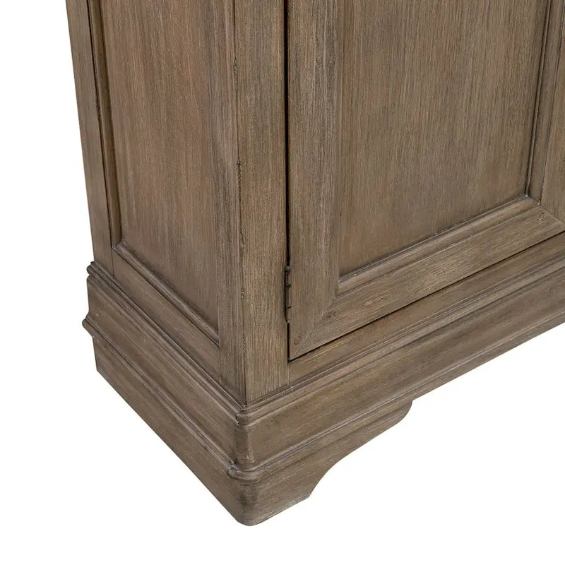 Buffet de couloir brossé en porcelaine blanche / taupe sablé, style 3 tiroirs 4 portes