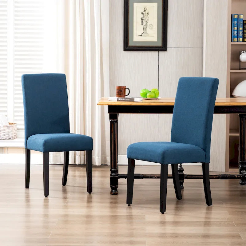 Chaise de salle à manger en lin rembourrée à dossier incurvé, lot de 2
