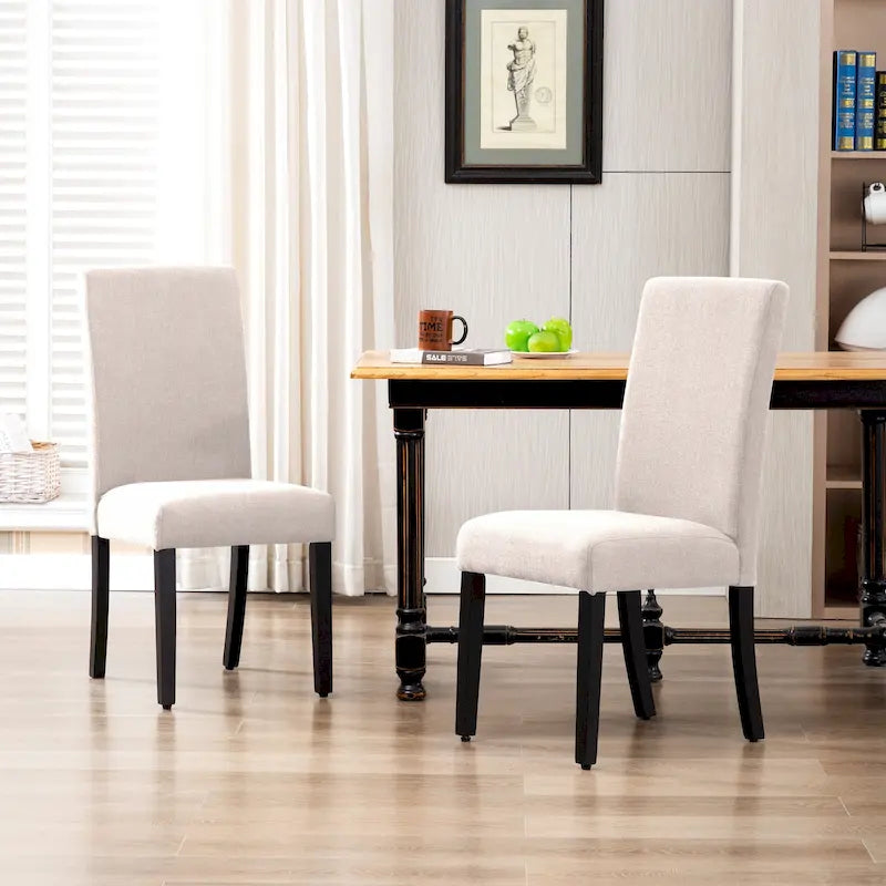 Chaise de salle à manger en lin rembourrée à dossier incurvé, lot de 2