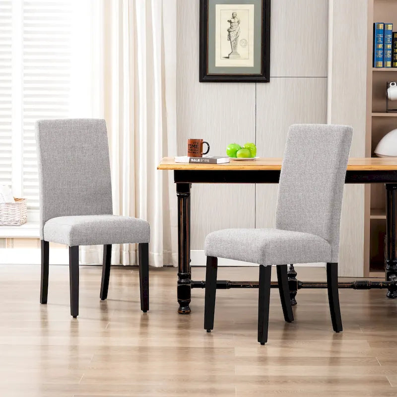 Chaise de salle à manger en lin rembourrée à dossier incurvé, lot de 2
