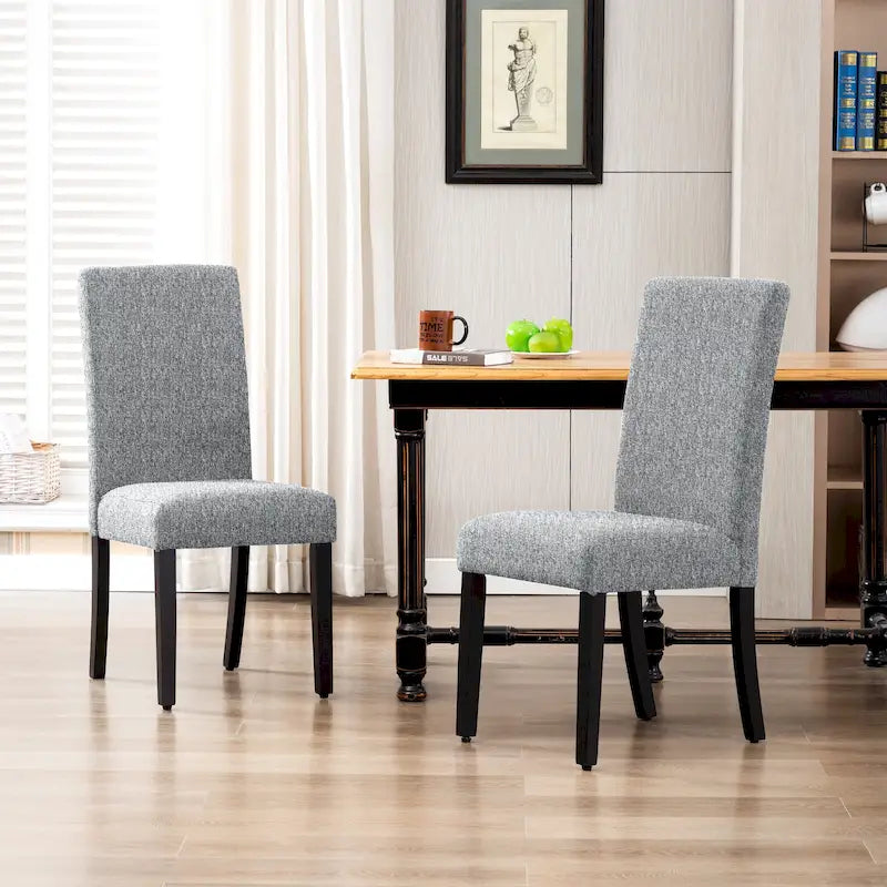 Chaise de salle à manger en lin rembourrée à dossier incurvé, lot de 2