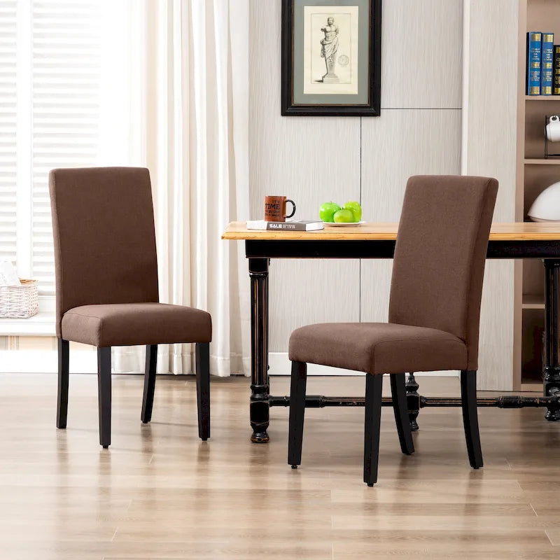 Chaise de salle à manger en lin rembourrée à dossier incurvé, lot de 2