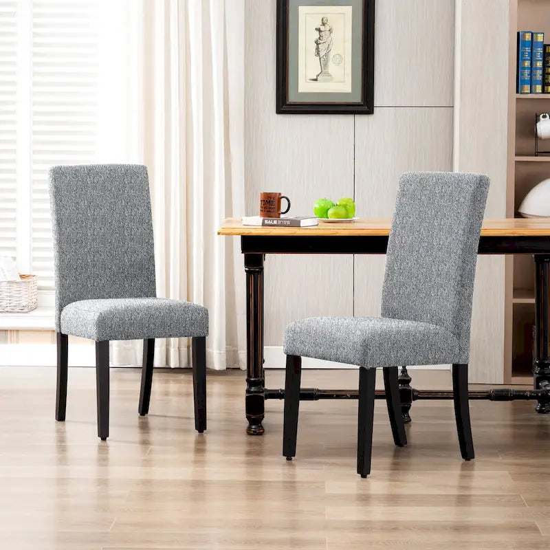 Chaise de salle à manger en lin rembourrée à dossier incurvé, lot de 2