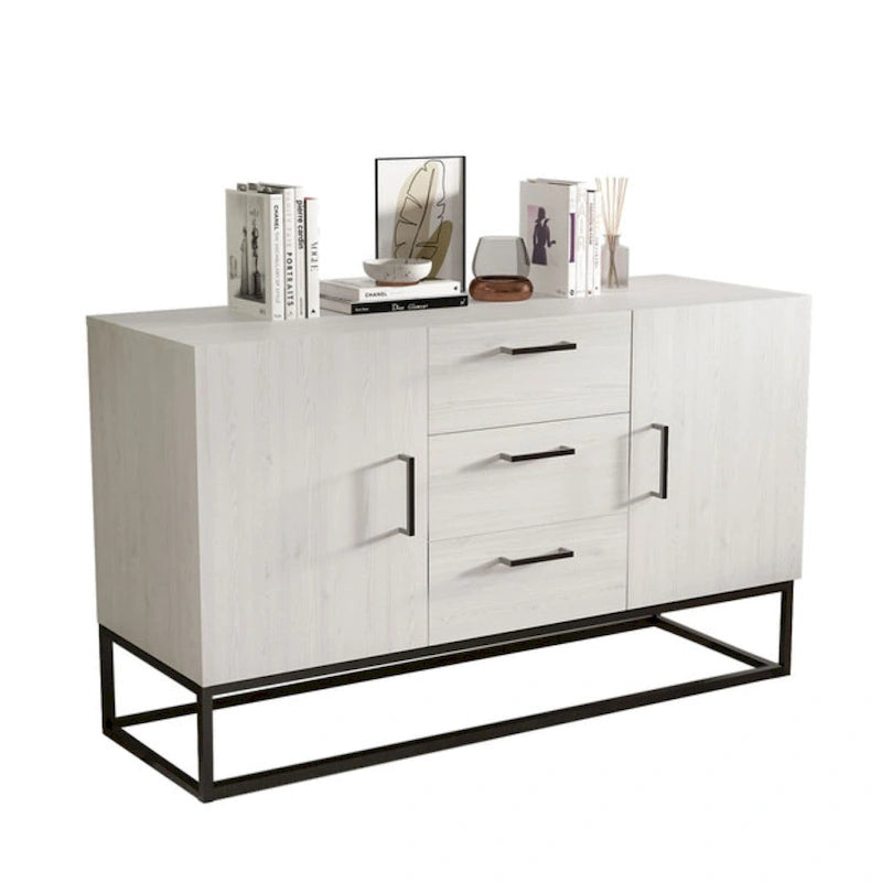 Meuble buffet à 3 tiroirs, marron / blanc antique, 2 options de couleurs