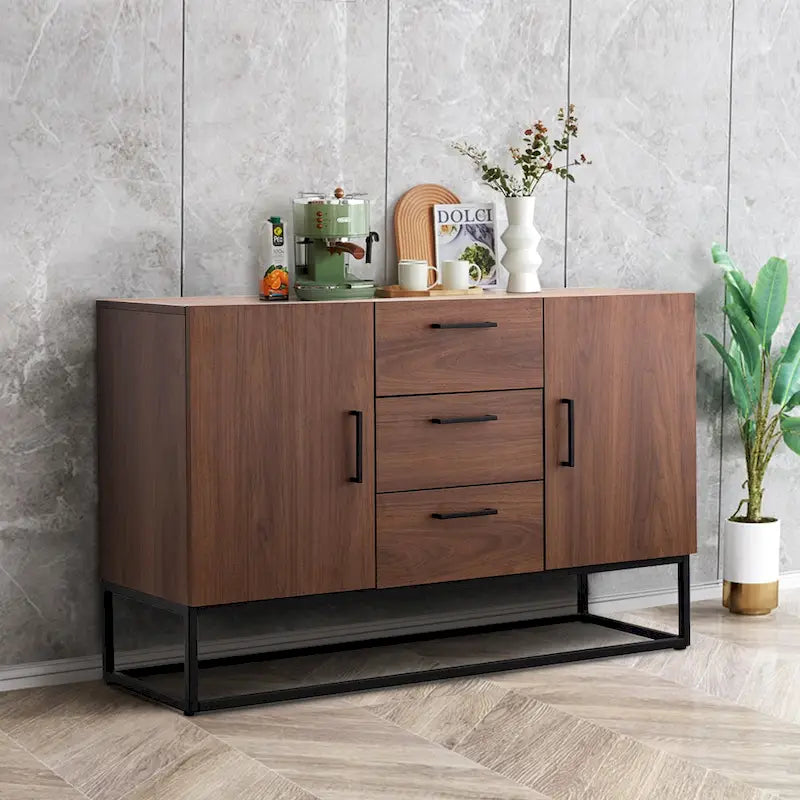 Meuble buffet à 3 tiroirs, marron / blanc antique, 2 options de couleurs