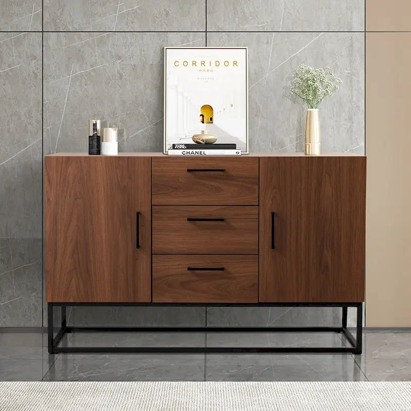Meuble buffet à 3 tiroirs, marron / blanc antique, 2 options de couleurs