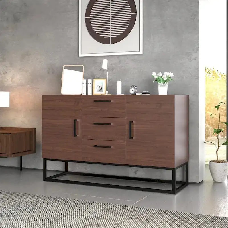 Meuble buffet à 3 tiroirs, marron / blanc antique, 2 options de couleurs