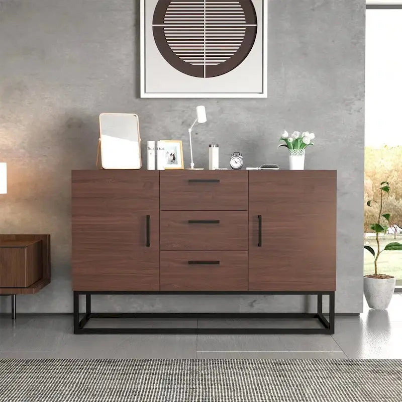 Meuble buffet à 3 tiroirs, marron / blanc antique, 2 options de couleurs