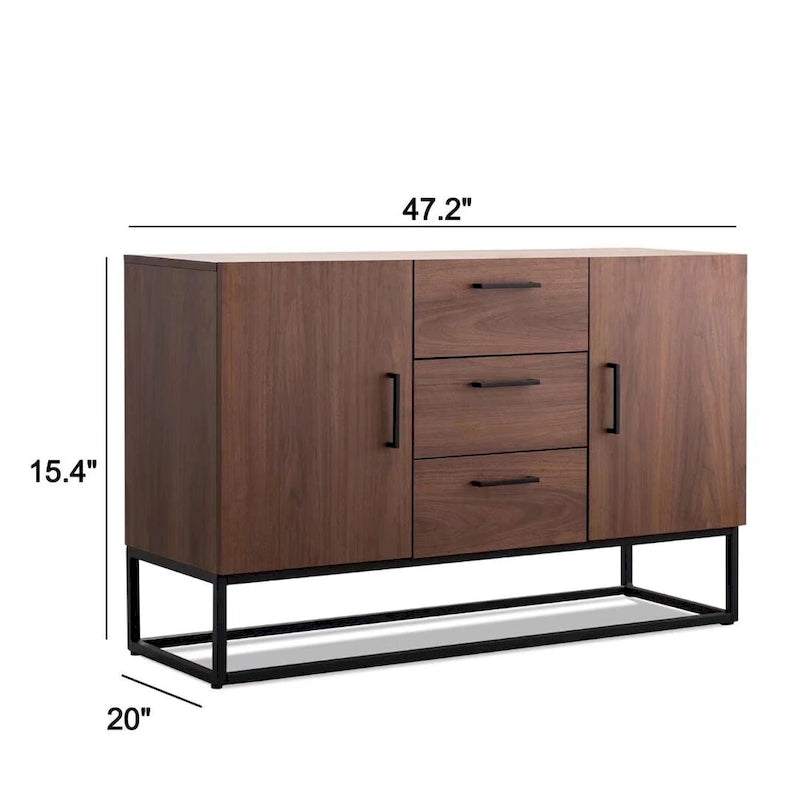 Meuble buffet à 3 tiroirs, marron / blanc antique, 2 options de couleurs