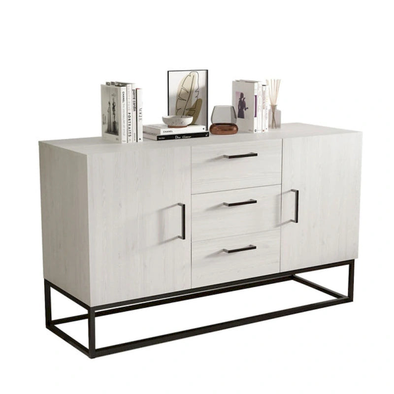 Meuble buffet à 3 tiroirs, marron / blanc antique, 2 options de couleurs