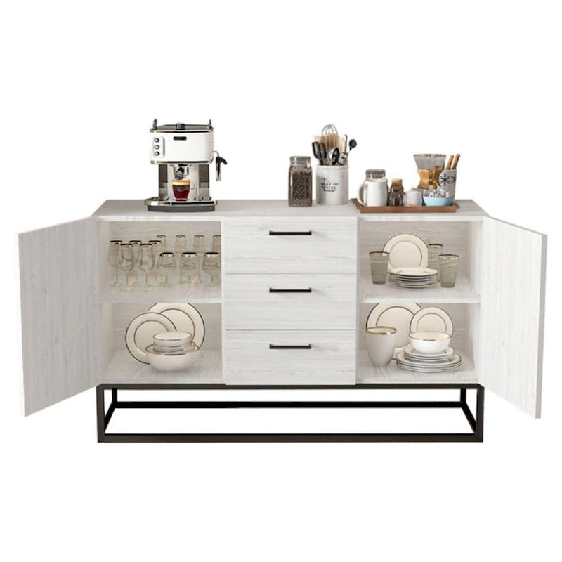 Meuble buffet à 3 tiroirs, marron / blanc antique, 2 options de couleurs
