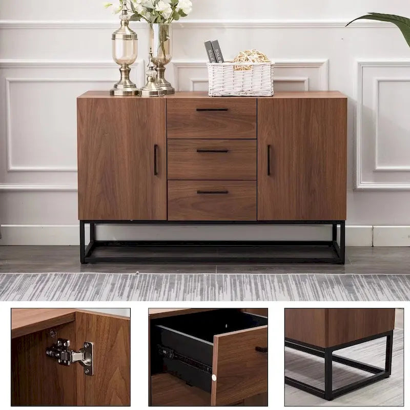 Meuble buffet à 3 tiroirs, marron / blanc antique, 2 options de couleurs