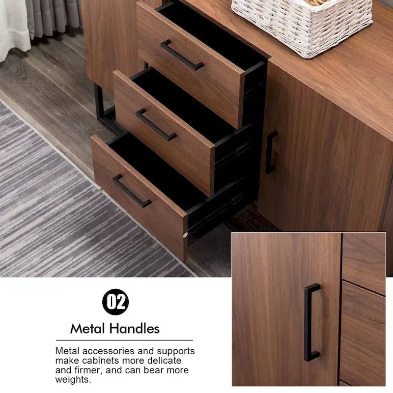 Meuble buffet à 3 tiroirs, marron / blanc antique, 2 options de couleurs