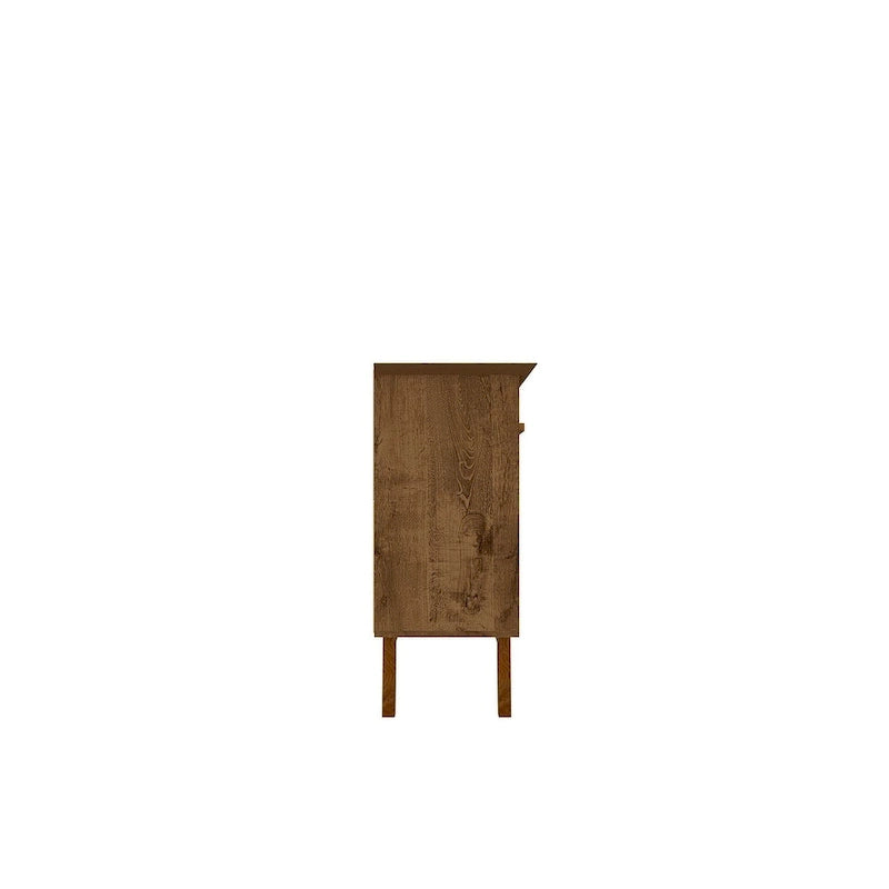 Buffet Mid-Century avec 2 Armoires à Fermeture Douce, Pieds en Bois Massif – Blanc / Blanc Cassé & Cannelle / Marron Rustique / Noir & Cannelle