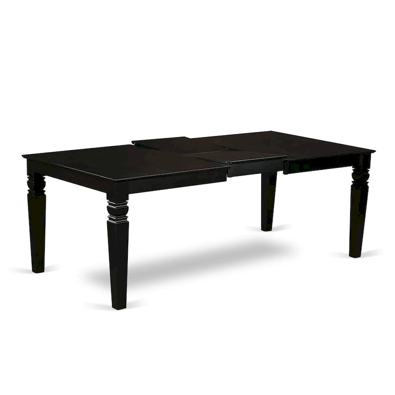 Ensemble de table à manger en bois noir avec rallonge papillon – Options 5/7/9 pièces