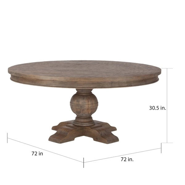 Table à manger ronde en teck vieilli marron, 10 places