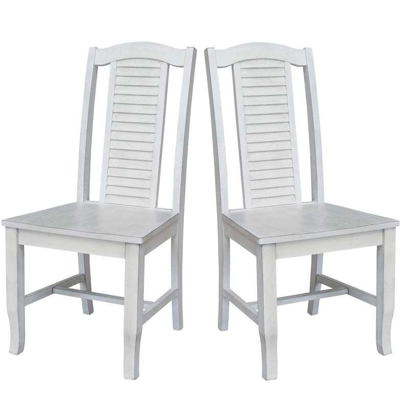 Chaises de salle à manger en bois massif, craie/blanc vieilli/brut, lot de 2