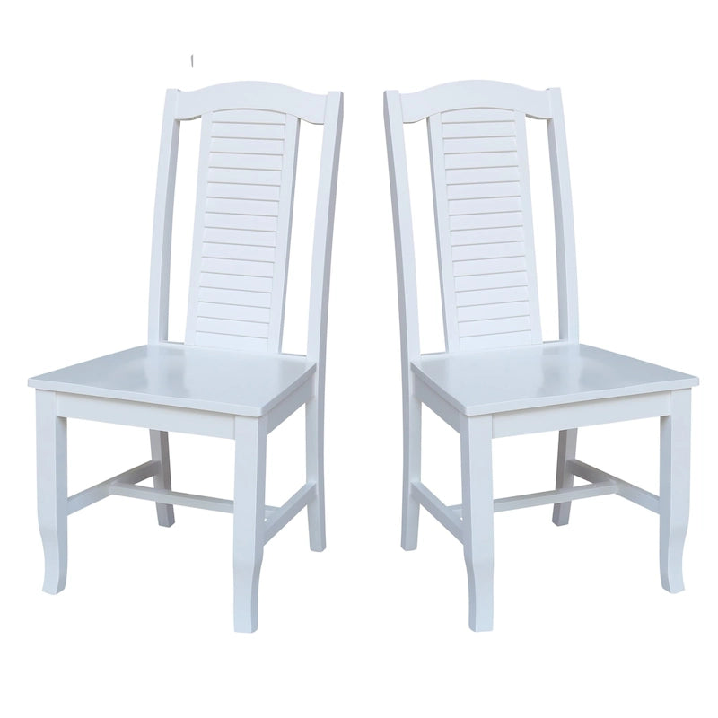 Chaises de salle à manger en bois massif, craie/blanc vieilli/brut, lot de 2