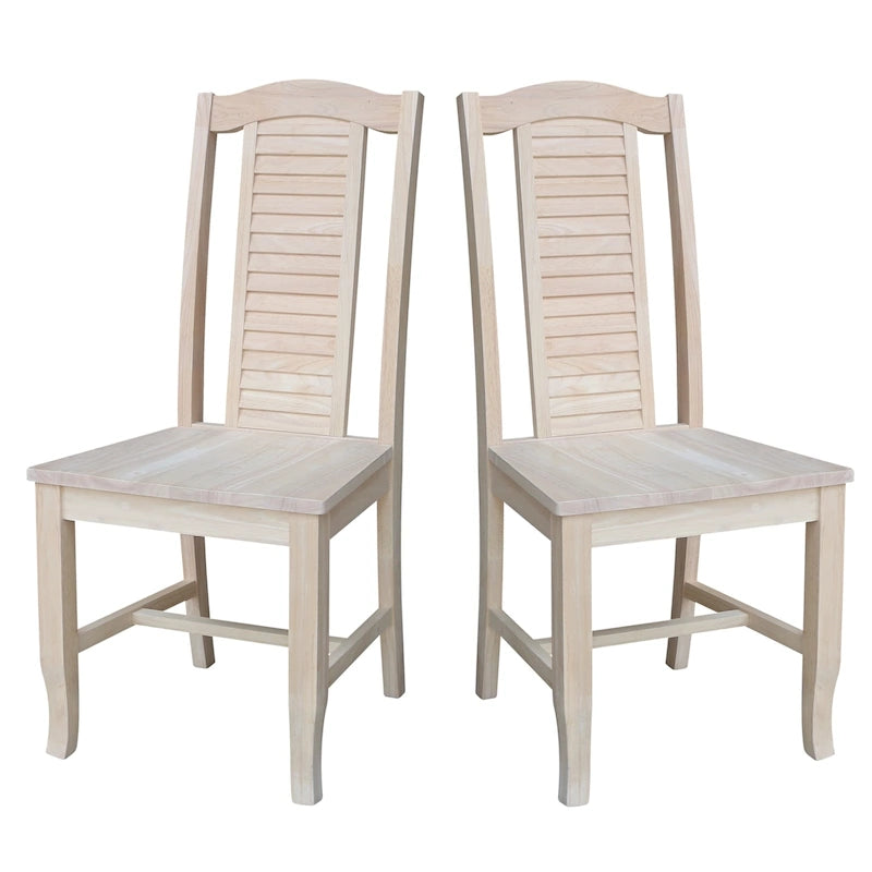 Chaises de salle à manger en bois massif, craie/blanc vieilli/brut, lot de 2