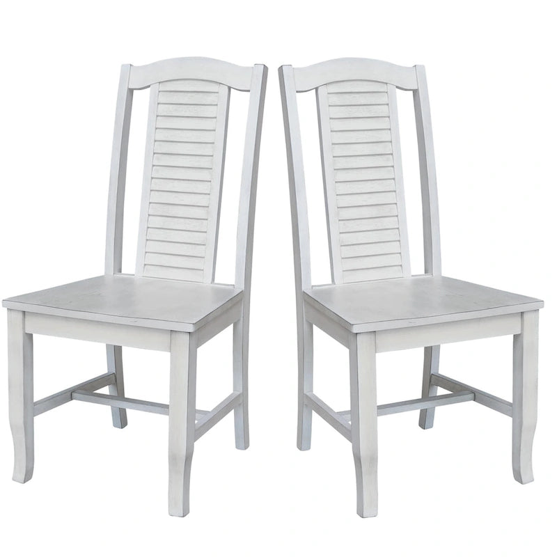 Chaises de salle à manger en bois massif, craie/blanc vieilli/brut, lot de 2