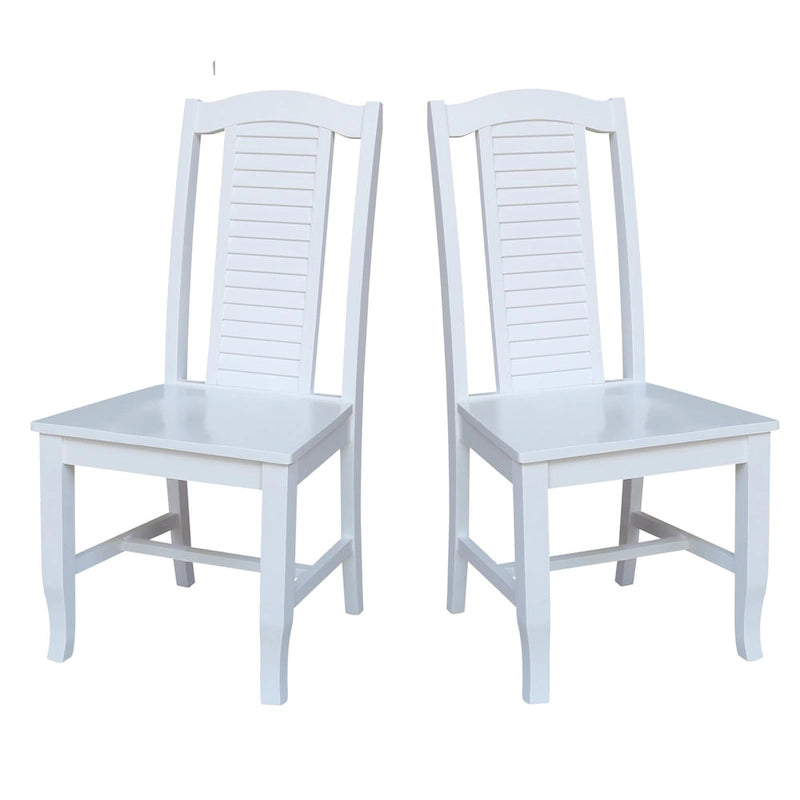Chaises de salle à manger en bois massif, craie/blanc vieilli/brut, lot de 2