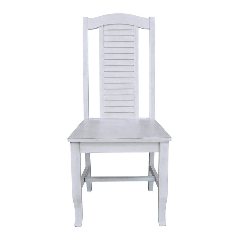 Chaises de salle à manger en bois massif, craie/blanc vieilli/brut, lot de 2