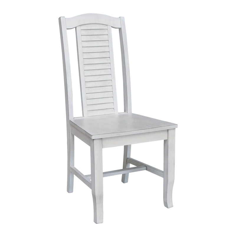 Chaises de salle à manger en bois massif, craie/blanc vieilli/brut, lot de 2