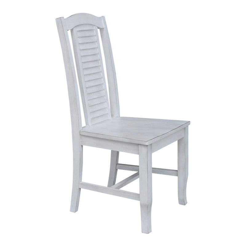 Chaises de salle à manger en bois massif, craie/blanc vieilli/brut, lot de 2