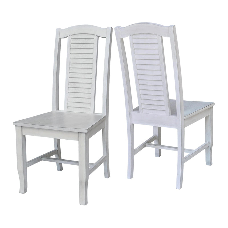 Chaises de salle à manger en bois massif, craie/blanc vieilli/brut, lot de 2