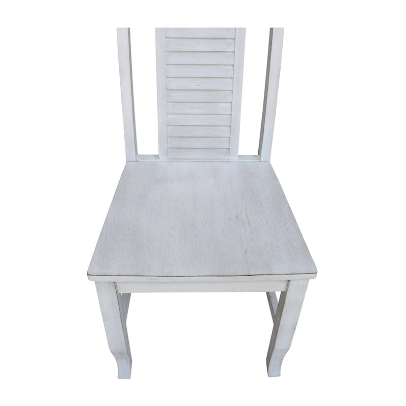 Chaises de salle à manger en bois massif, craie/blanc vieilli/brut, lot de 2