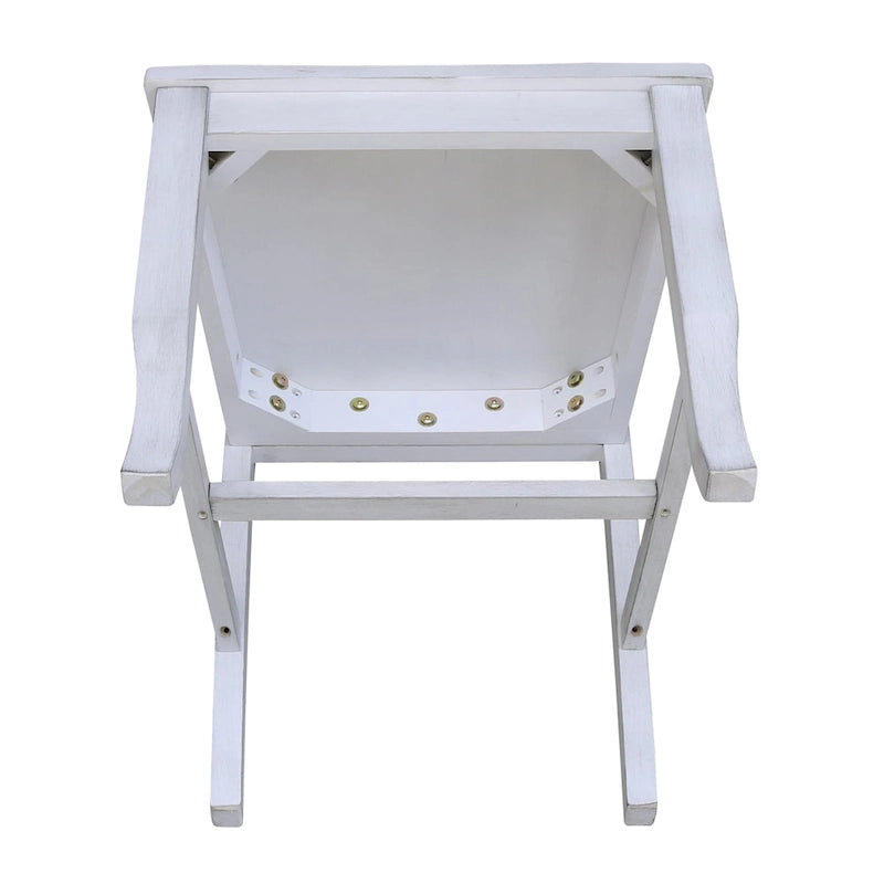 Chaises de salle à manger en bois massif, craie/blanc vieilli/brut, lot de 2