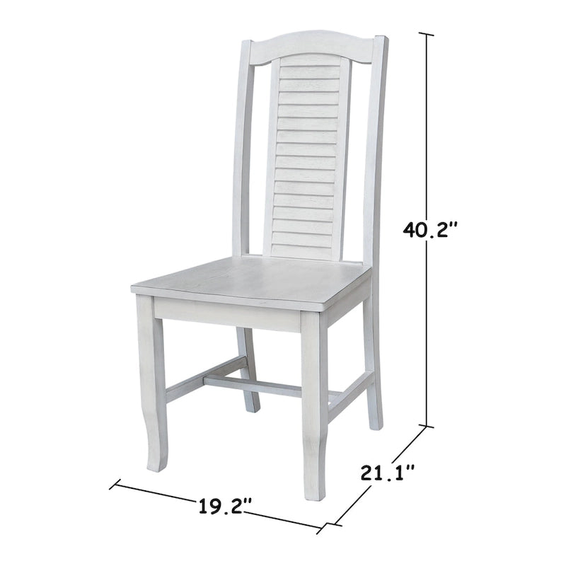 Chaises de salle à manger en bois massif, craie/blanc vieilli/brut, lot de 2