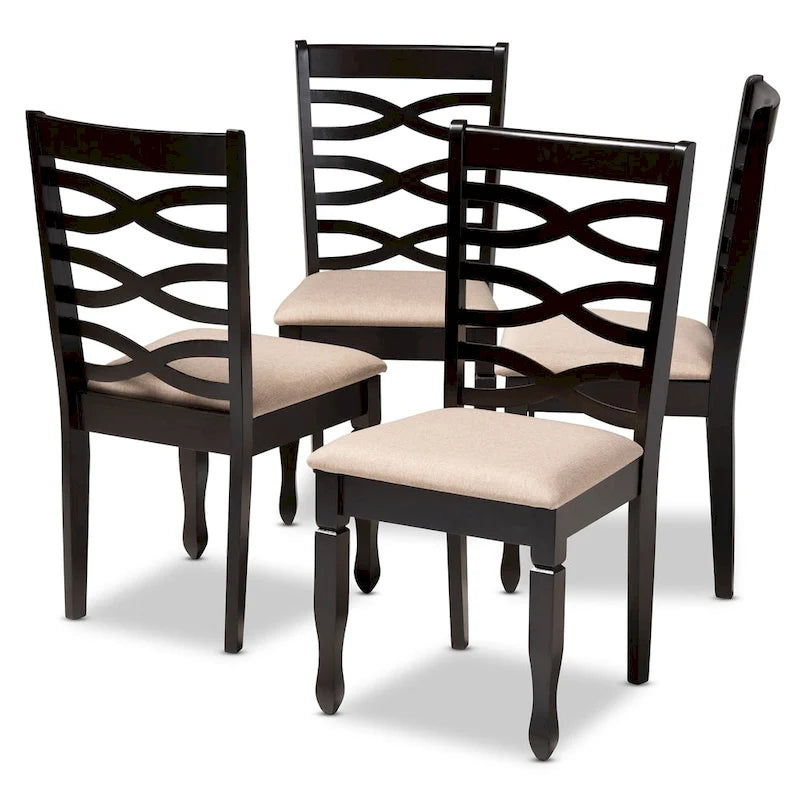 Chaise de salle à manger en lin gris clair et brun sable, lot de 4