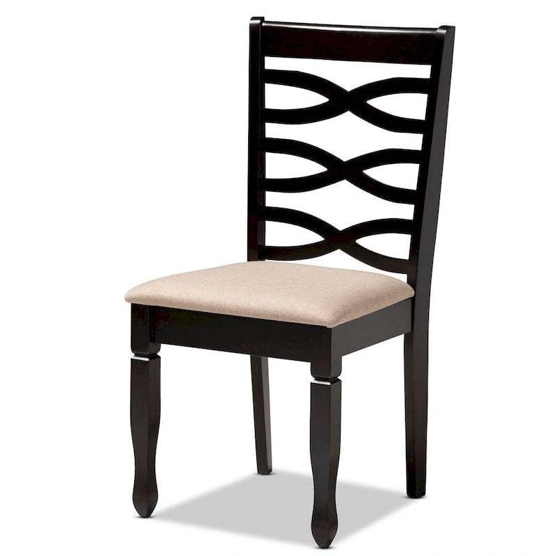Chaise de salle à manger en lin gris clair et brun sable, lot de 4