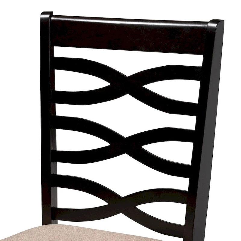 Chaise de salle à manger en lin gris clair et brun sable, lot de 4