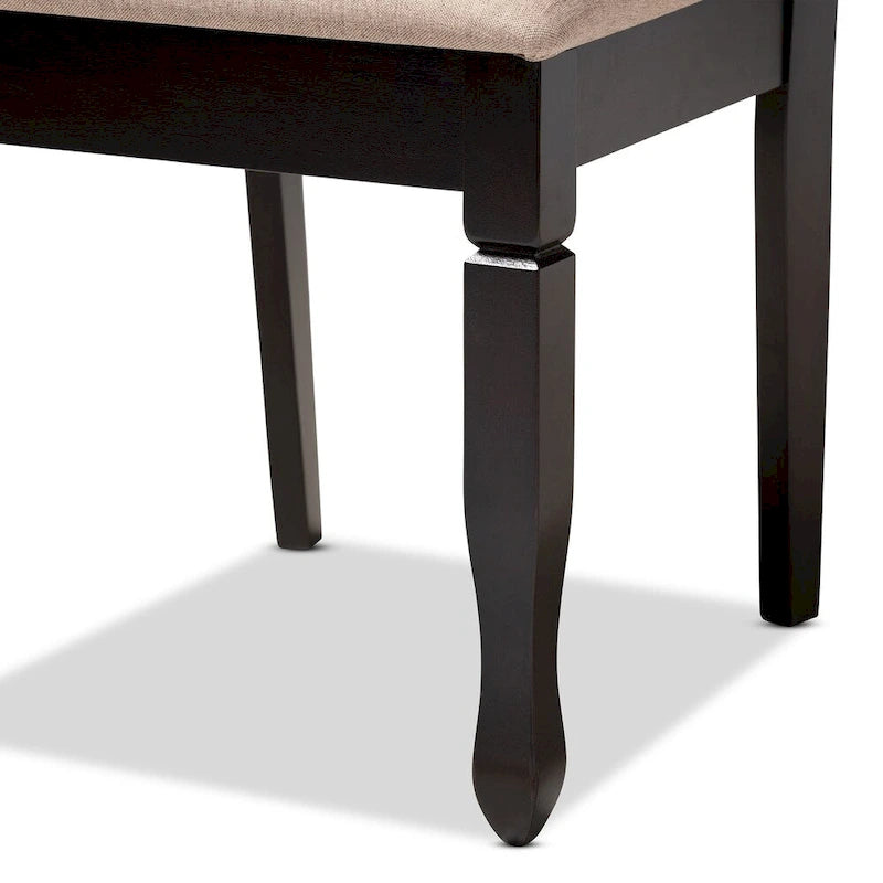 Chaise de salle à manger en lin gris clair et brun sable, lot de 4