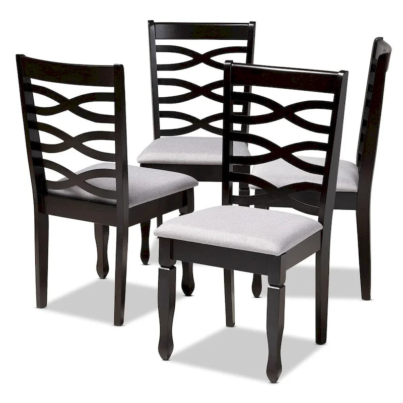 Chaise de salle à manger en lin gris clair et brun sable, lot de 4