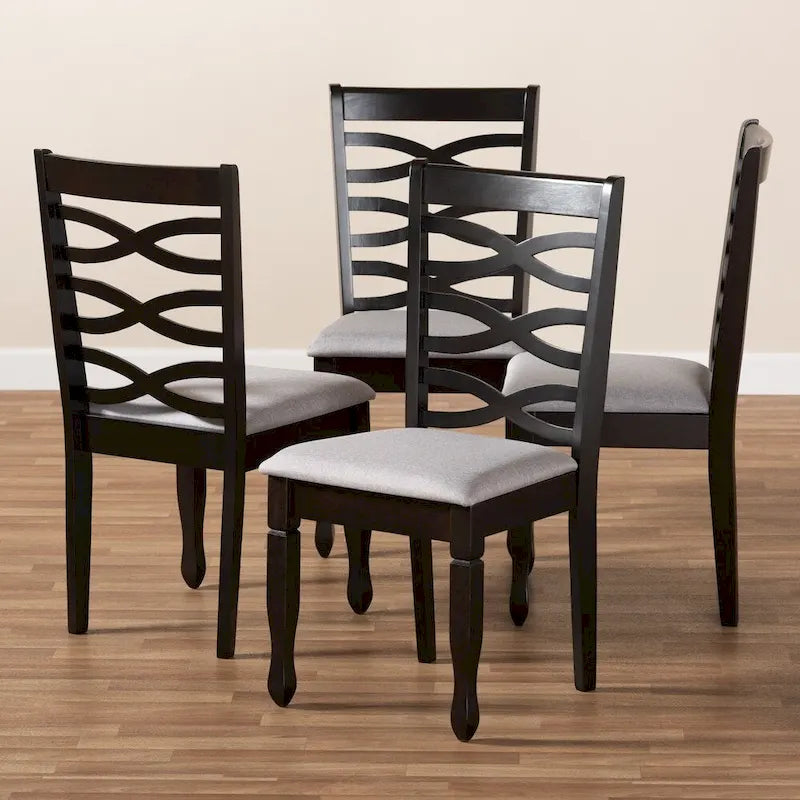 Chaise de salle à manger en lin gris clair et brun sable, lot de 4