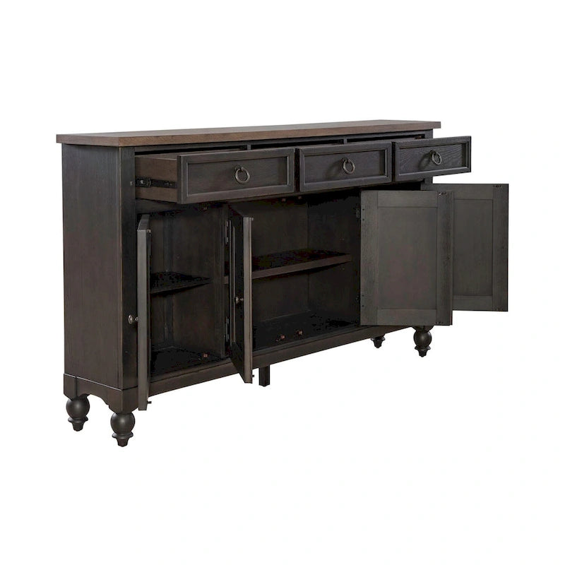 Buffet de salle noir pour 1 personne avec plateau taupe grisé