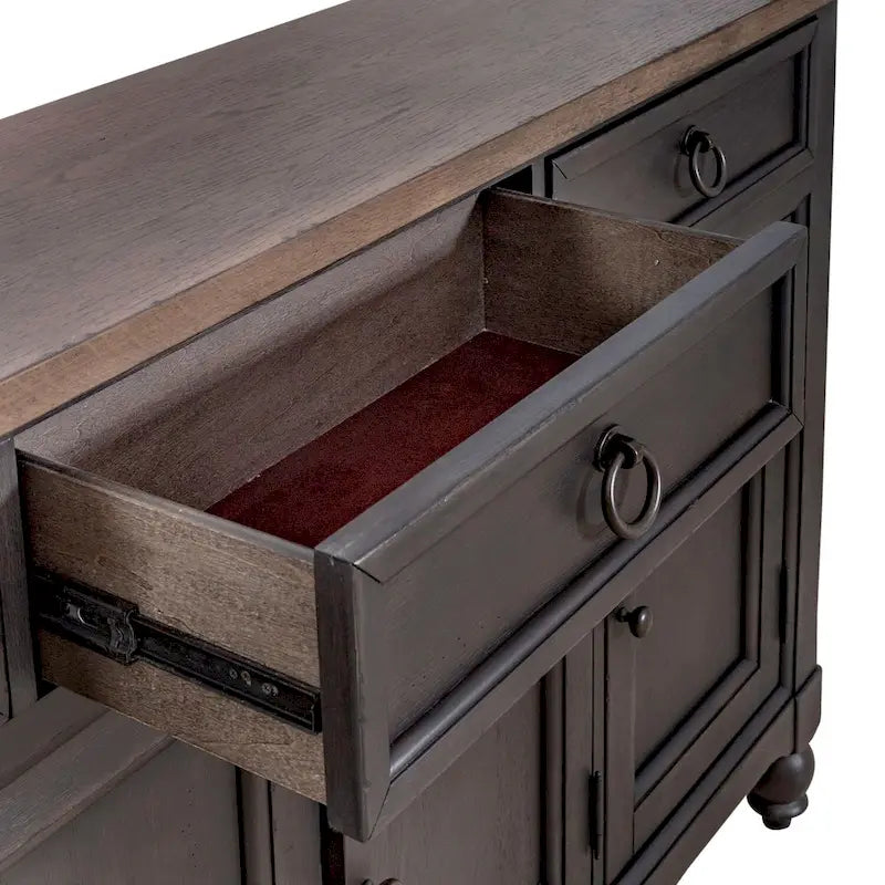 Buffet de salle noir pour 1 personne avec plateau taupe grisé